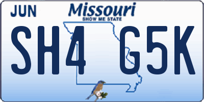 MO license plate SH4G5K