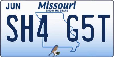 MO license plate SH4G5T