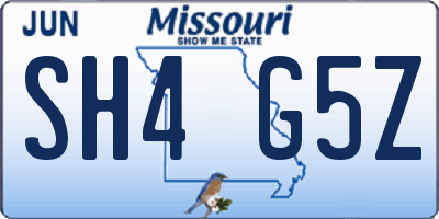 MO license plate SH4G5Z