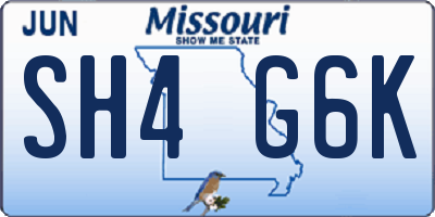 MO license plate SH4G6K