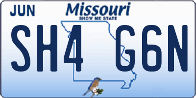 MO license plate SH4G6N