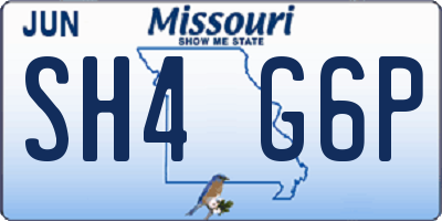 MO license plate SH4G6P
