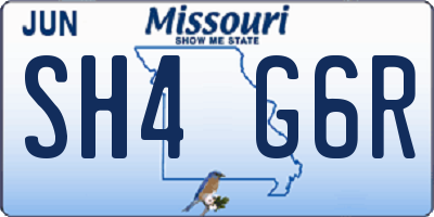 MO license plate SH4G6R