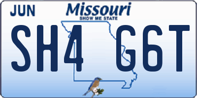 MO license plate SH4G6T