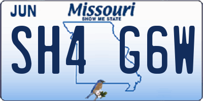 MO license plate SH4G6W