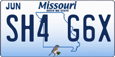 MO license plate SH4G6X