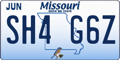 MO license plate SH4G6Z
