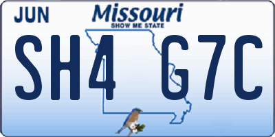 MO license plate SH4G7C
