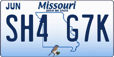 MO license plate SH4G7K