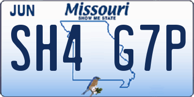 MO license plate SH4G7P