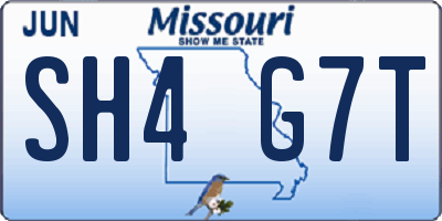 MO license plate SH4G7T