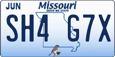 MO license plate SH4G7X