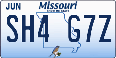MO license plate SH4G7Z