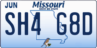 MO license plate SH4G8D