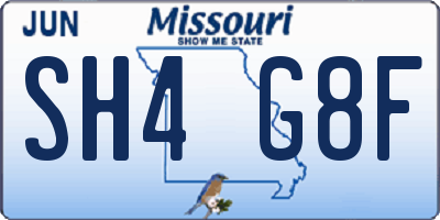 MO license plate SH4G8F