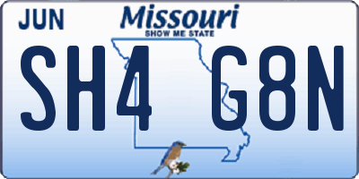 MO license plate SH4G8N