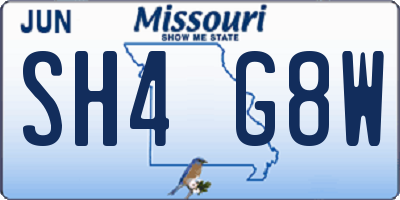 MO license plate SH4G8W