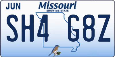 MO license plate SH4G8Z