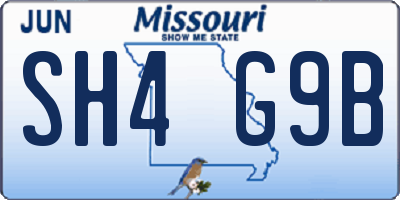 MO license plate SH4G9B