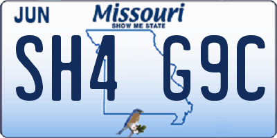 MO license plate SH4G9C