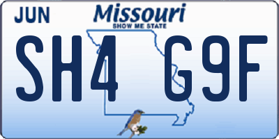 MO license plate SH4G9F