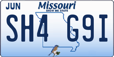 MO license plate SH4G9I