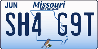 MO license plate SH4G9T