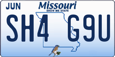 MO license plate SH4G9U