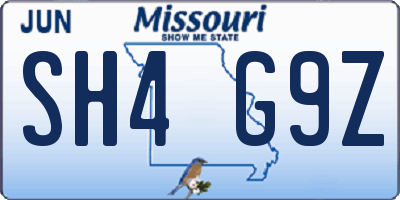 MO license plate SH4G9Z