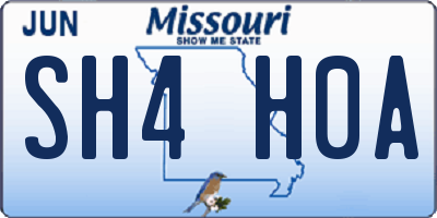 MO license plate SH4H0A