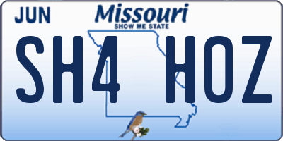 MO license plate SH4H0Z