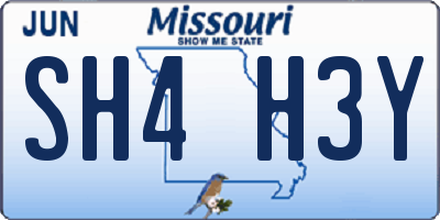 MO license plate SH4H3Y