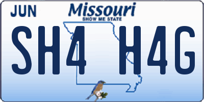 MO license plate SH4H4G