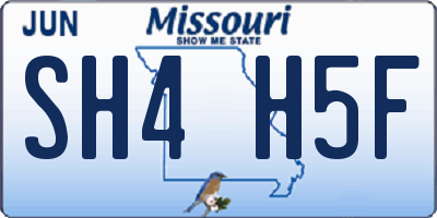 MO license plate SH4H5F