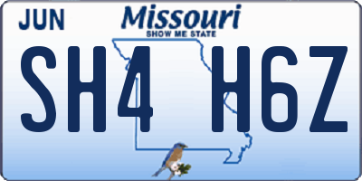 MO license plate SH4H6Z