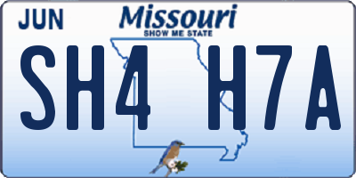 MO license plate SH4H7A