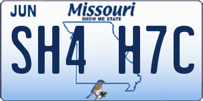 MO license plate SH4H7C