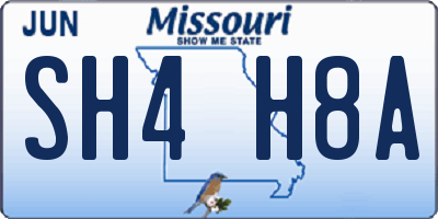MO license plate SH4H8A