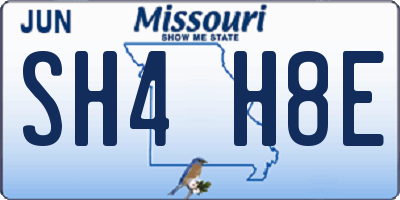 MO license plate SH4H8E