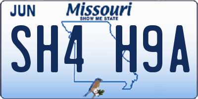 MO license plate SH4H9A