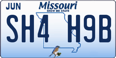 MO license plate SH4H9B