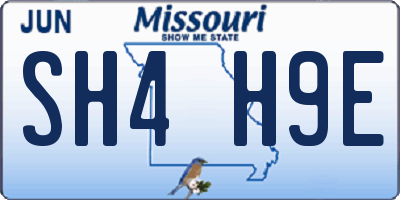 MO license plate SH4H9E