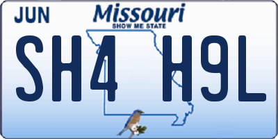 MO license plate SH4H9L