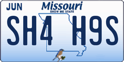MO license plate SH4H9S