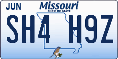 MO license plate SH4H9Z