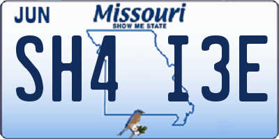 MO license plate SH4I3E