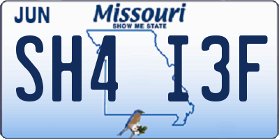 MO license plate SH4I3F
