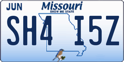 MO license plate SH4I5Z
