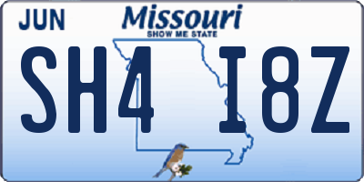 MO license plate SH4I8Z