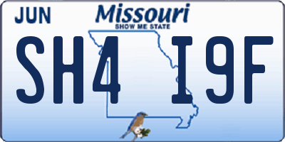 MO license plate SH4I9F
